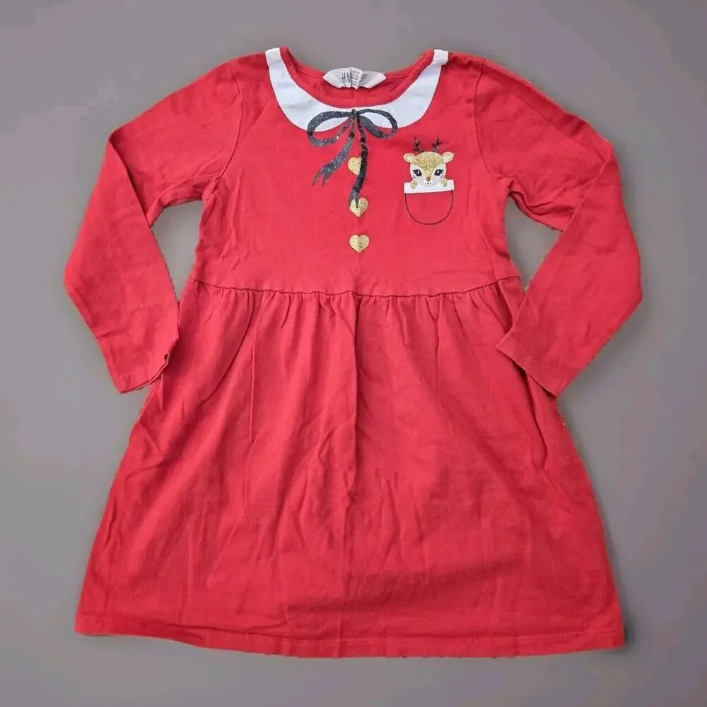 H&M Girl's Rudolph the Red Nosed Reindeer Christmas Dress‎ 4-6 Years Old - MC1